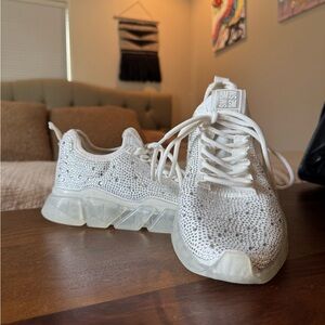 Steve Madden White Rhinestone Sneakers
